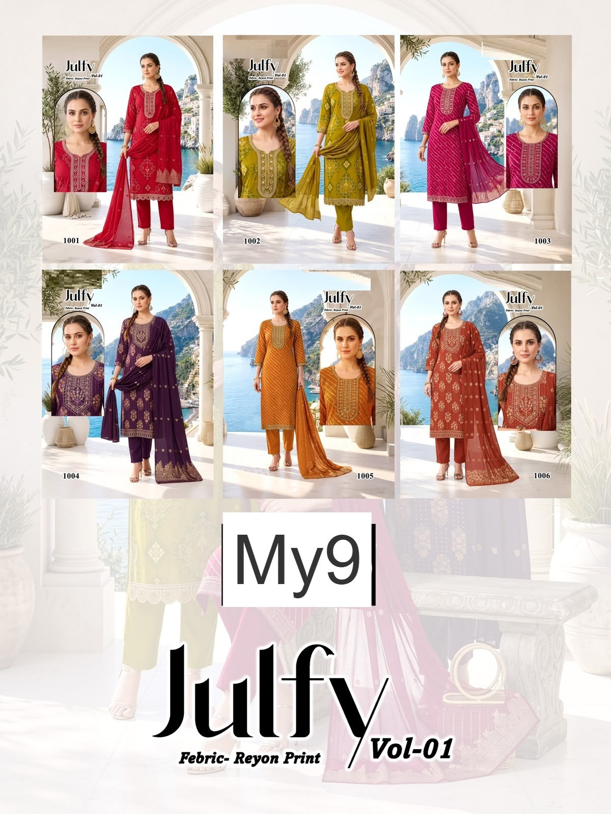 Julfy Vol 1 My9 Liva Reyon Readymade Pant Style Suits Supplier Ahmedabad