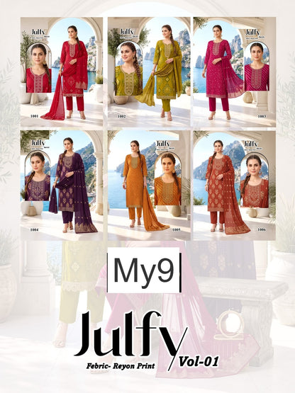 Julfy Vol 1 My9 Liva Reyon Readymade Pant Style Suits Supplier Ahmedabad