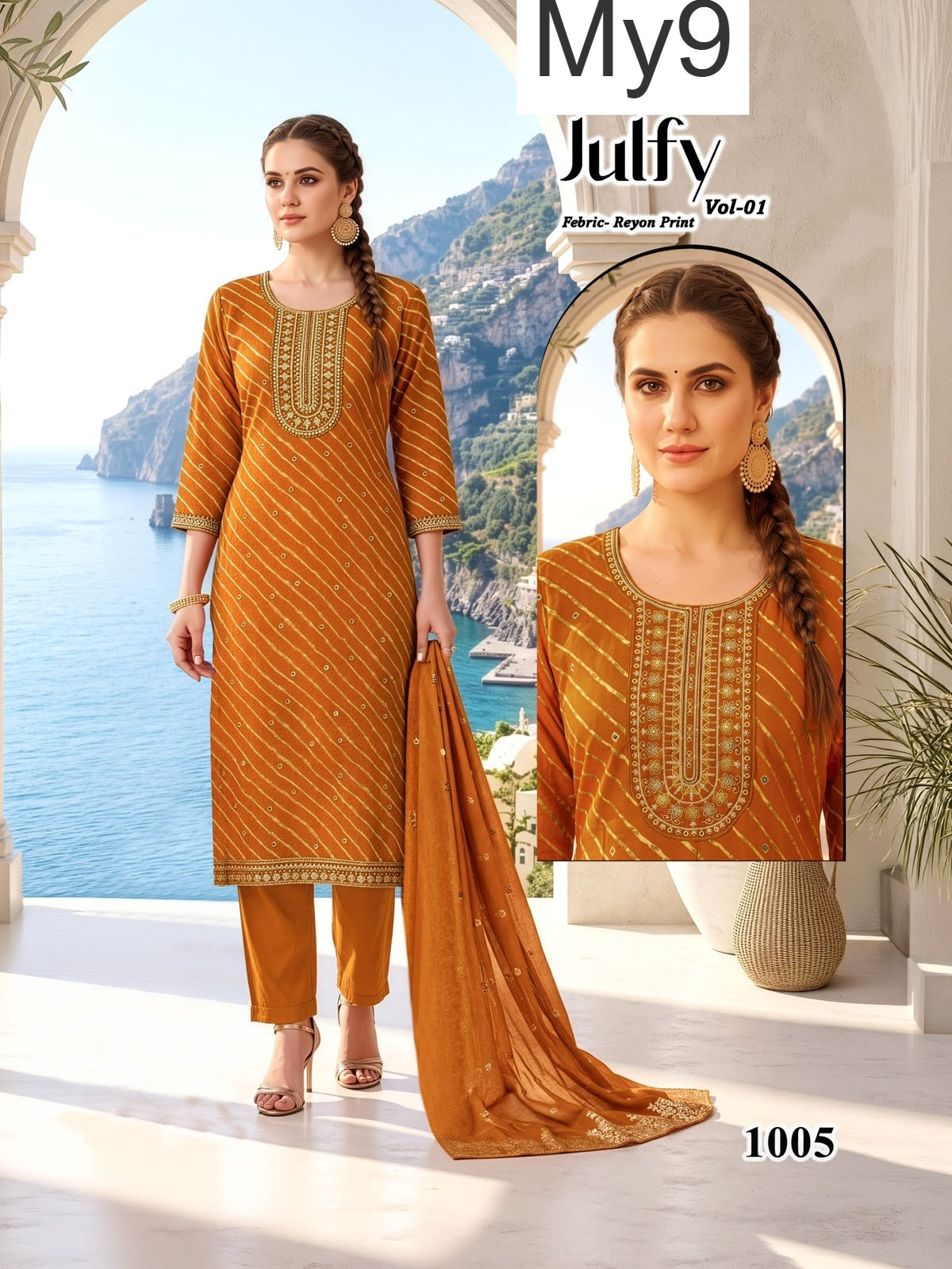 Julfy Vol 1 My9 Liva Reyon Readymade Pant Style Suits Supplier Ahmedabad