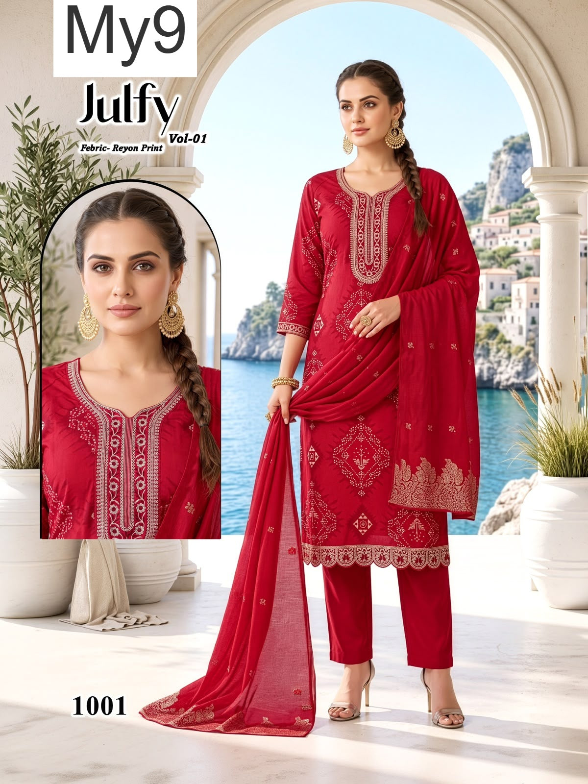 Julfy Vol 1 My9 Liva Reyon Readymade Pant Style Suits Supplier Ahmedabad