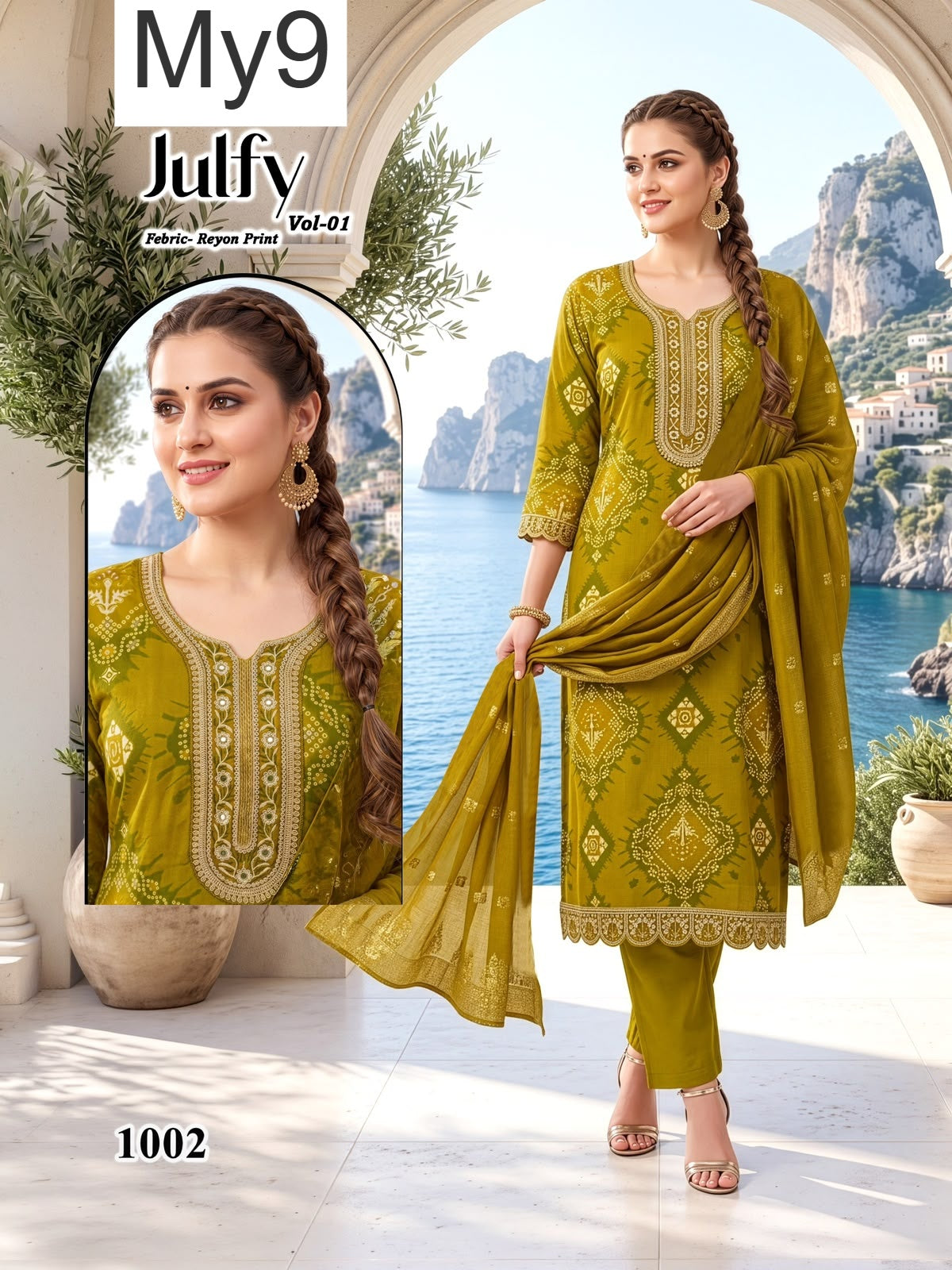 Julfy Vol 1 My9 Liva Reyon Readymade Pant Style Suits Supplier Ahmedabad