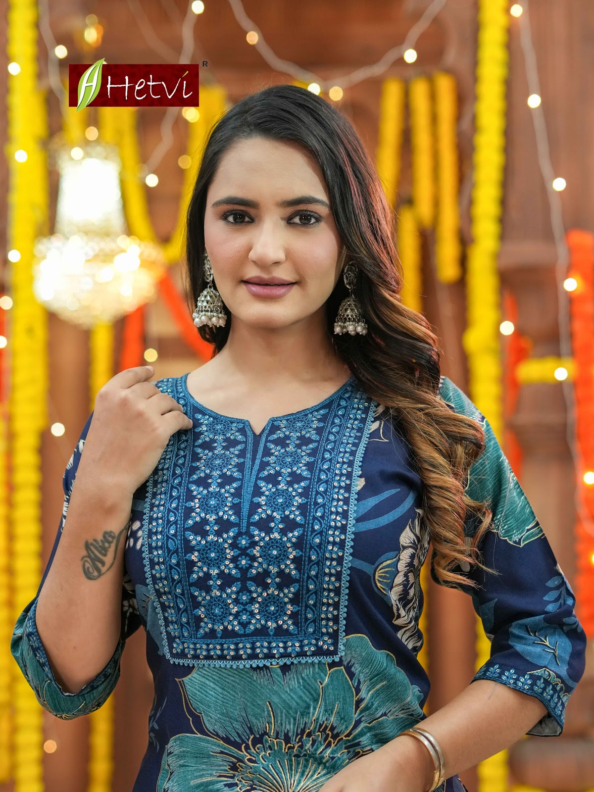 Julia Hetvi Reyon Kurti Plazzo Set Wholesale Rate