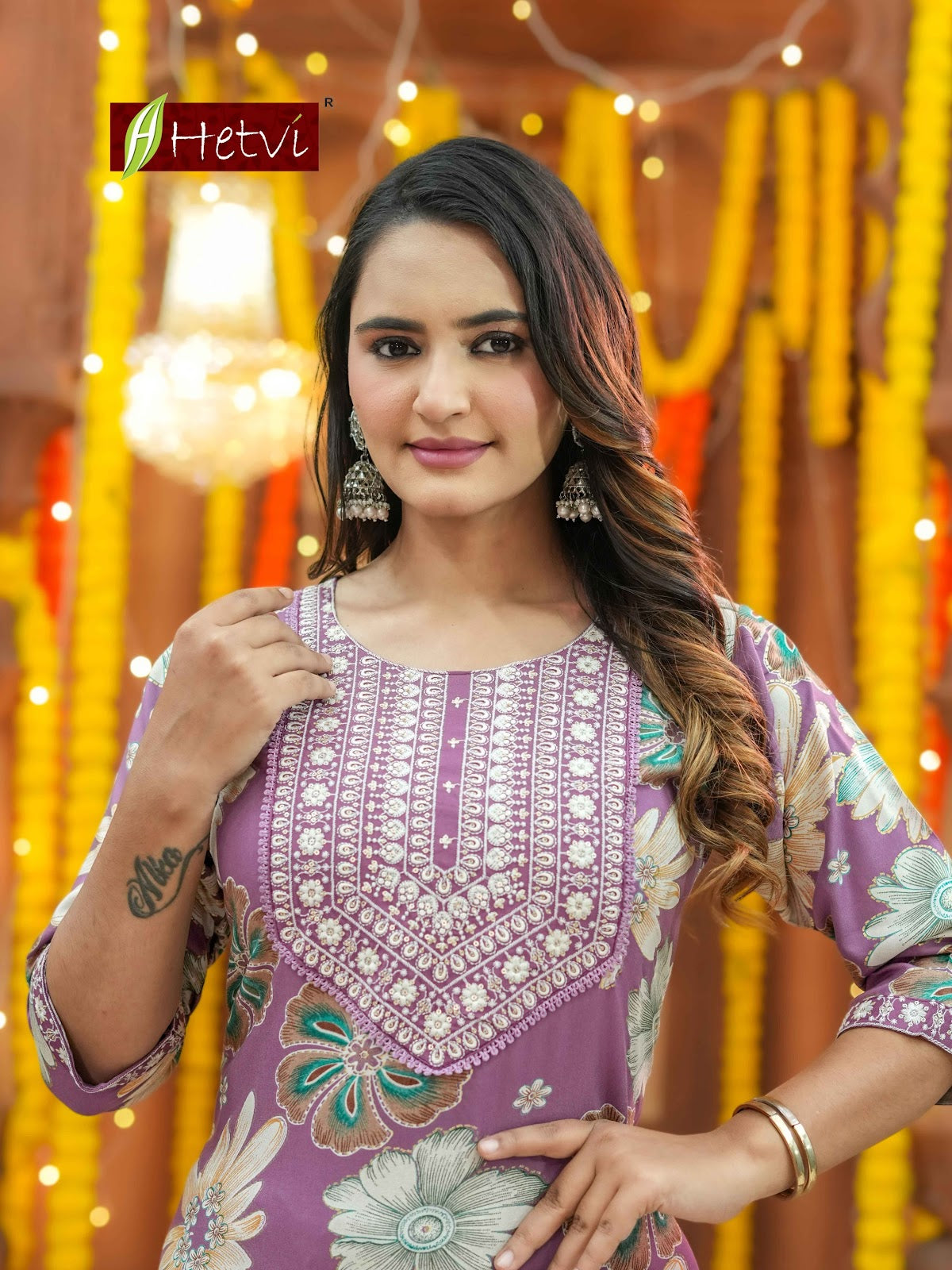 Julia Hetvi Reyon Kurti Plazzo Set Wholesale Rate