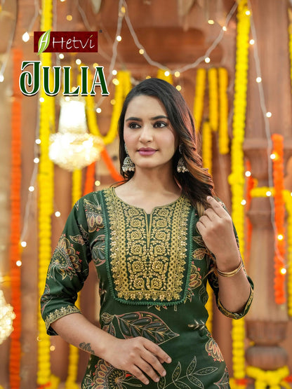 Julia Hetvi Reyon Kurti Plazzo Set Wholesale Rate