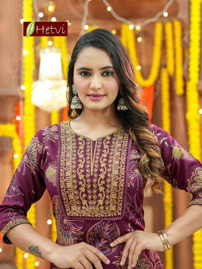 Julia Hetvi Reyon Kurti Plazzo Set Wholesale Rate