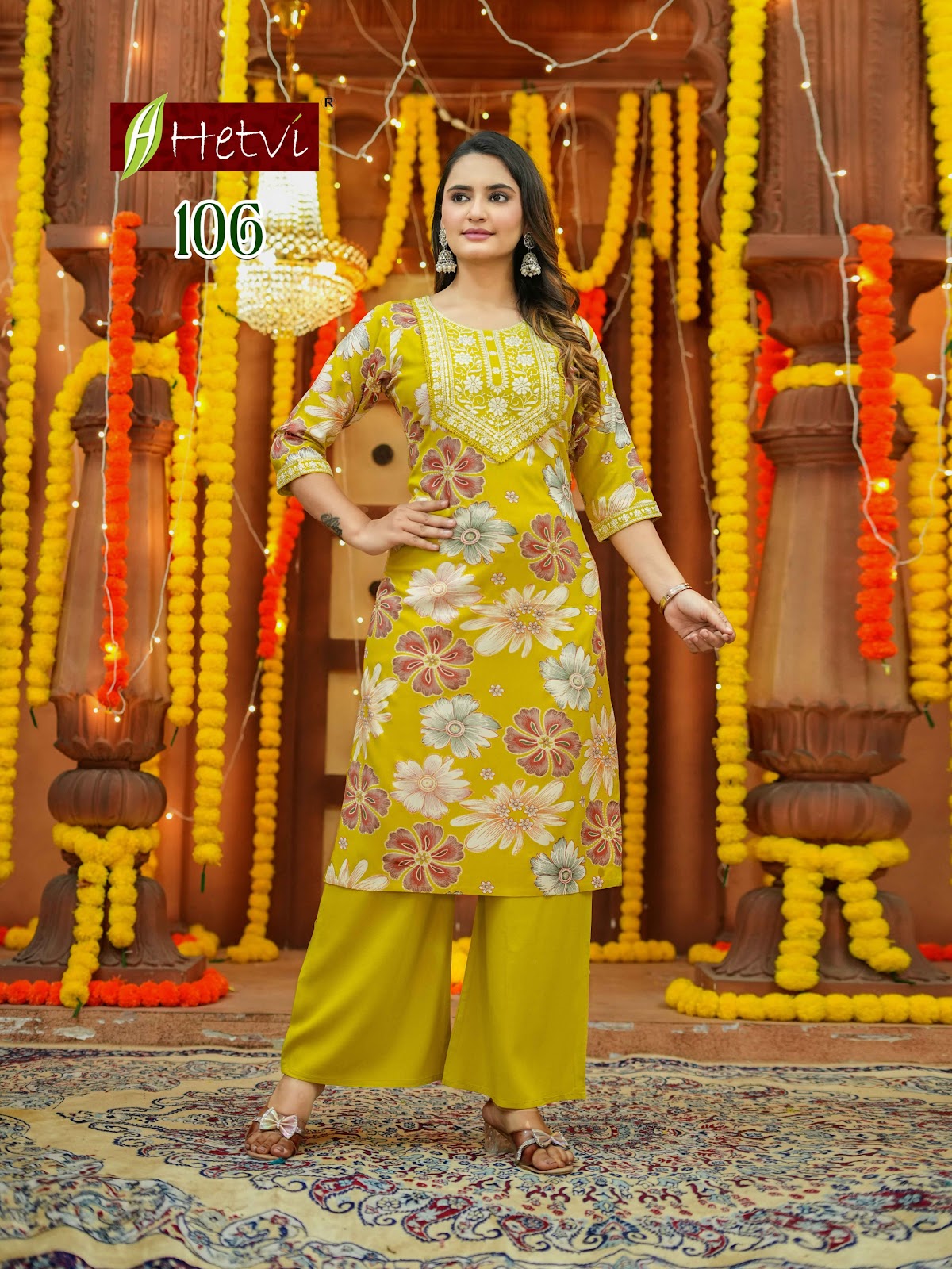 Julia Hetvi Reyon Kurti Plazzo Set Wholesale Rate