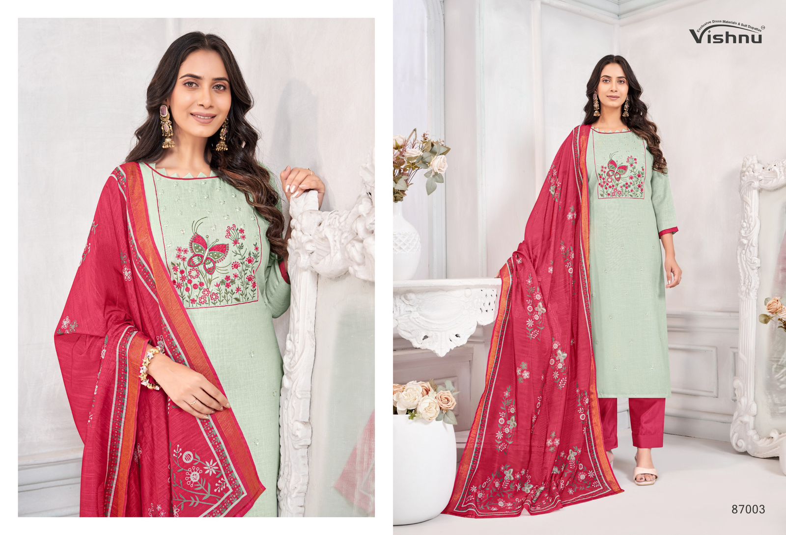 Juliana Vishnu Impex Linen Pant Style Suits Supplier Ahmedabad