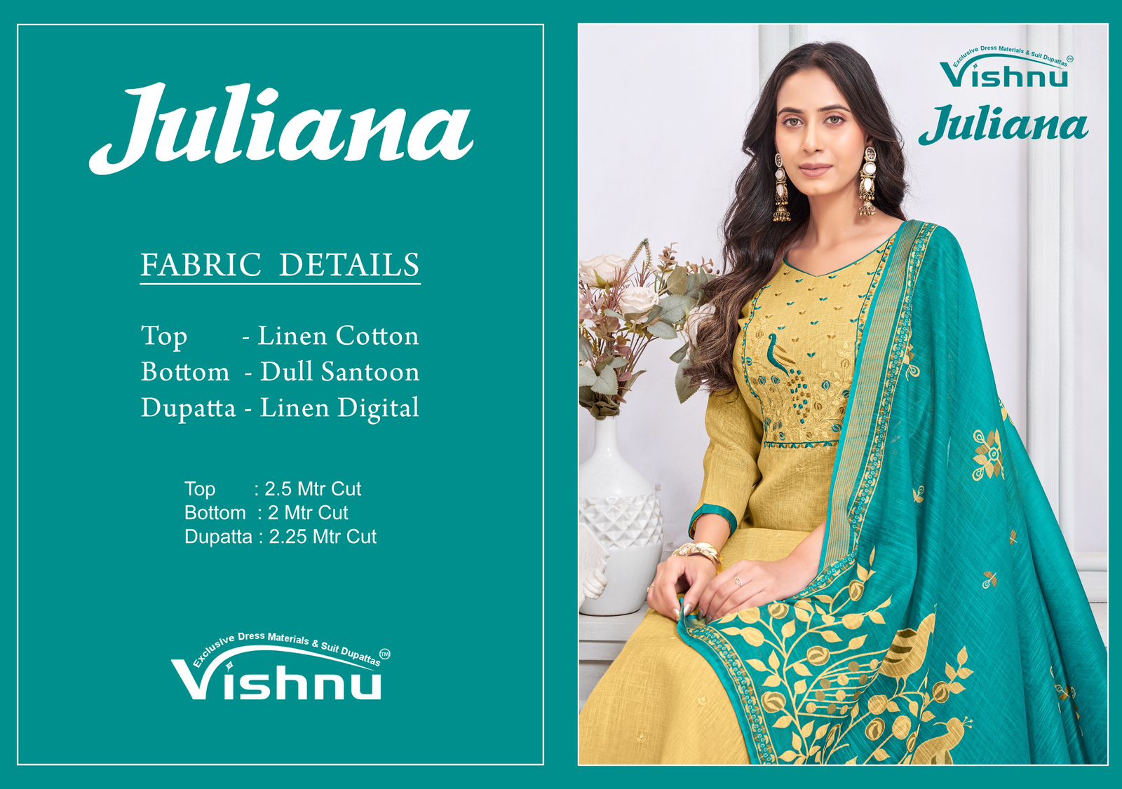 Juliana Vishnu Impex Linen Pant Style Suits Supplier Ahmedabad