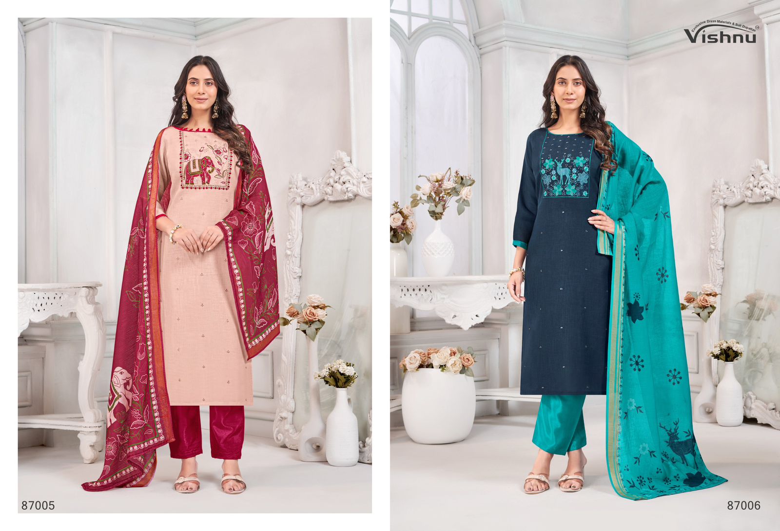 Juliana Vishnu Impex Linen Pant Style Suits Supplier Ahmedabad