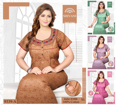 Julie 231224 Shivani Cotton Night Gowns Wholesaler