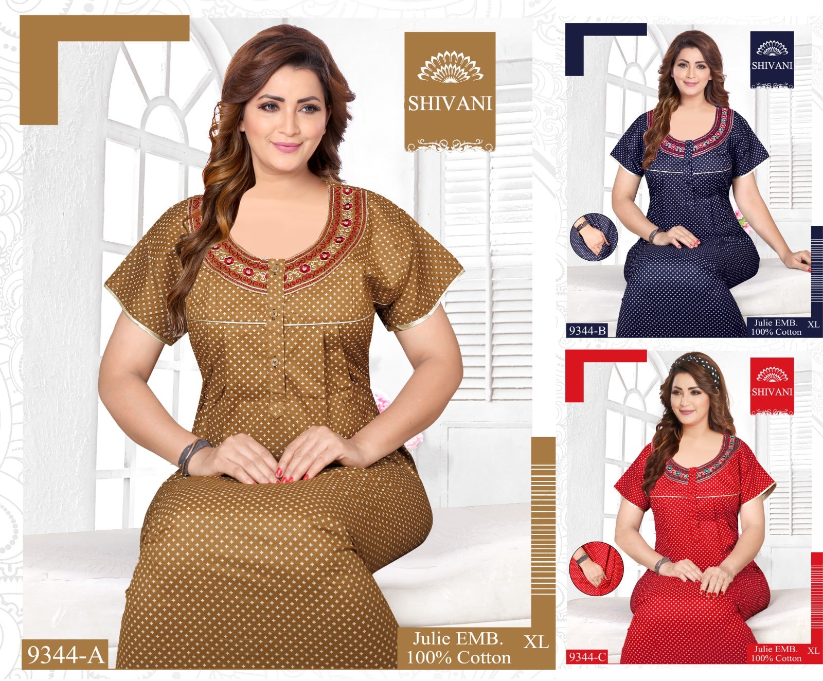 Julie 231224 Shivani Cotton Night Gowns Wholesaler