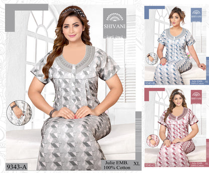 Julie 231224 Shivani Cotton Night Gowns Wholesaler