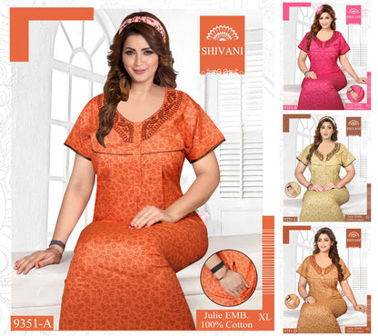 Julie 231224 Shivani Cotton Night Gowns Wholesaler