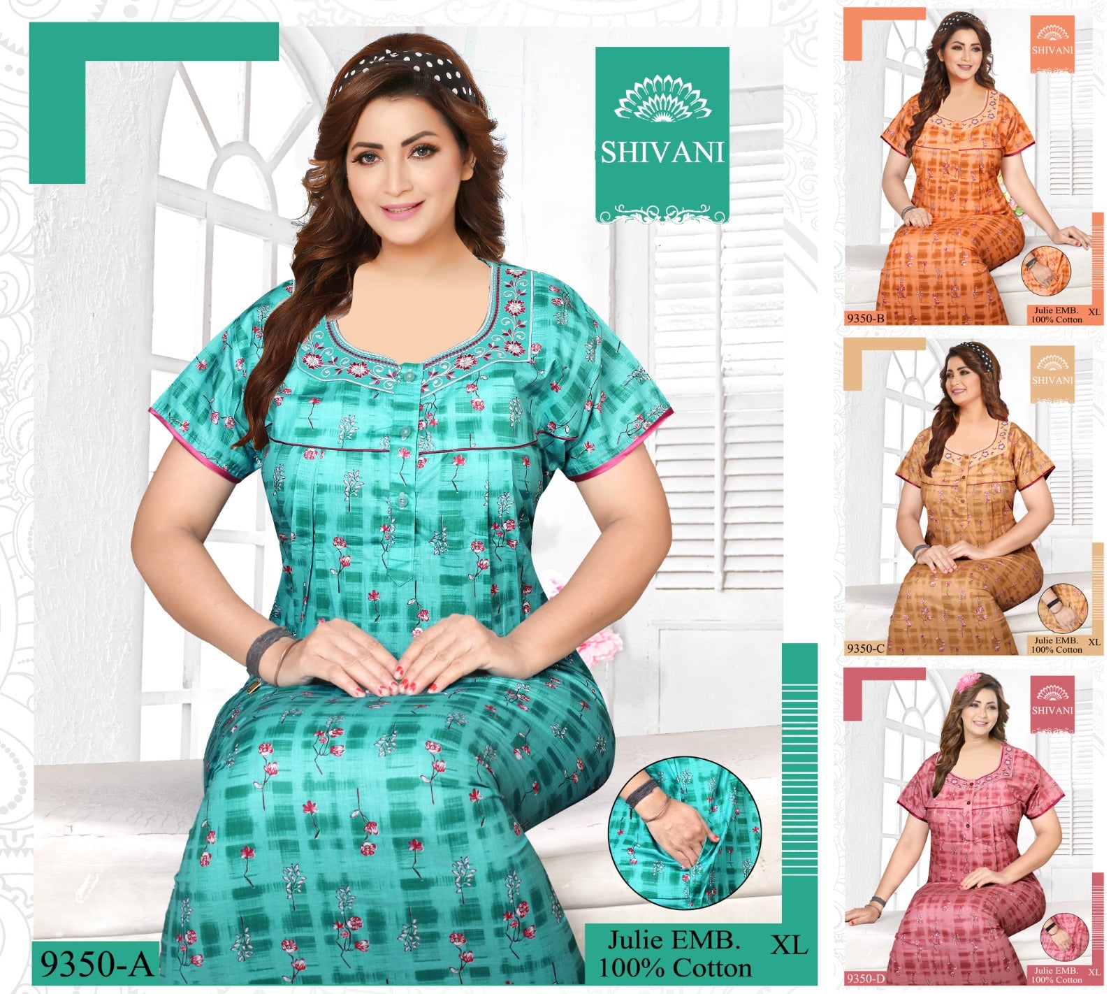 Julie 231224 Shivani Cotton Night Gowns Wholesaler