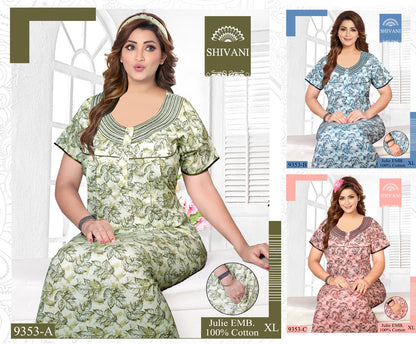 Julie 231224 Shivani Cotton Night Gowns Wholesaler