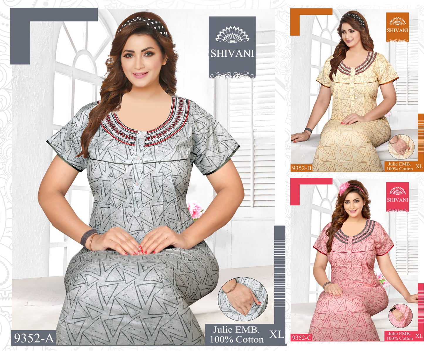 Julie 231224 Shivani Cotton Night Gowns Wholesaler