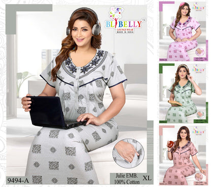 Julie 231224 Shivani Cotton Night Gowns Wholesaler