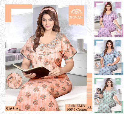 Julie 231224 Shivani Cotton Night Gowns Wholesaler