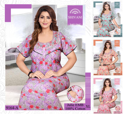 Julie 231224 Shivani Cotton Night Gowns Wholesaler
