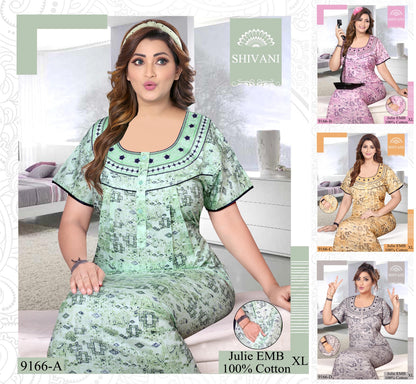 Julie 231224 Shivani Cotton Night Gowns Wholesaler