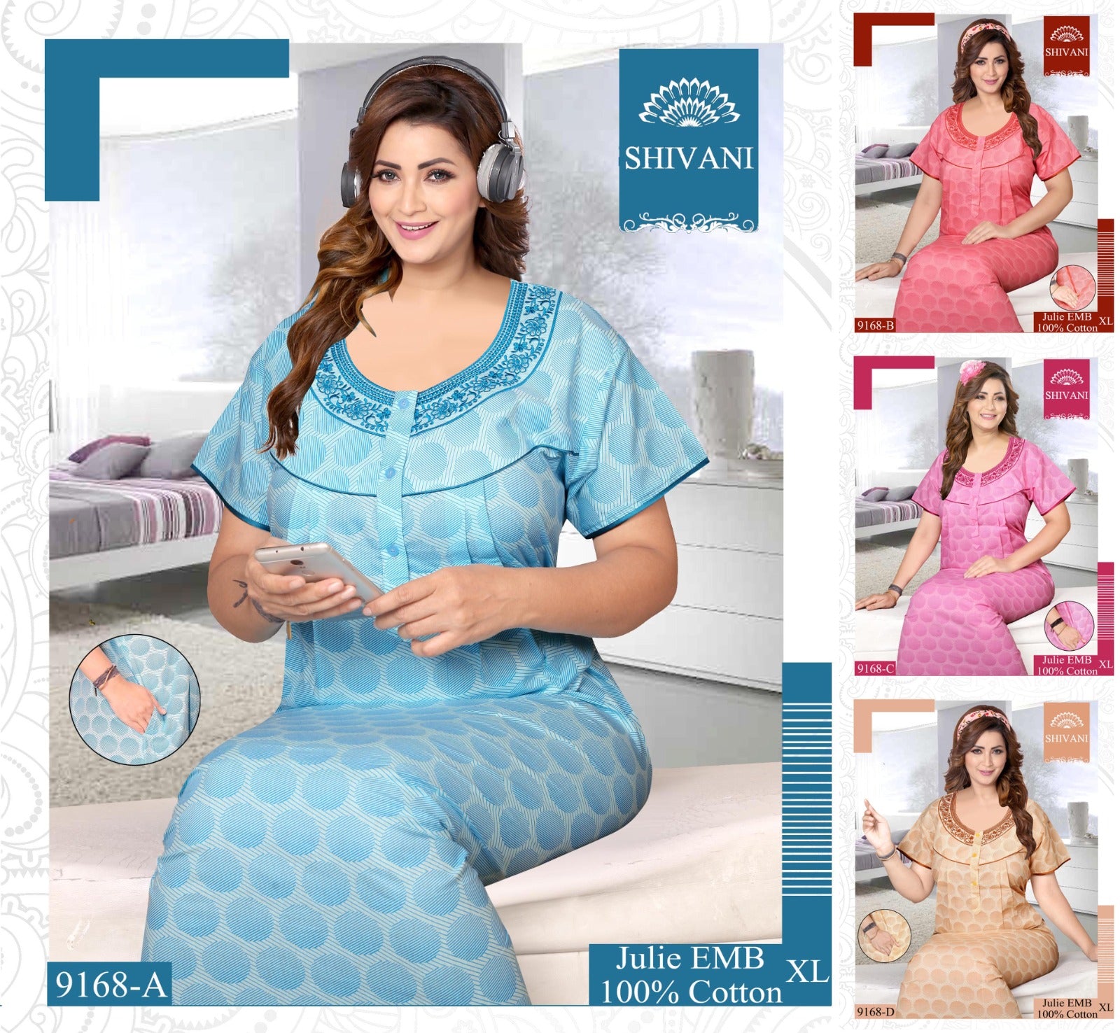 Julie 231224 Shivani Cotton Night Gowns Wholesaler