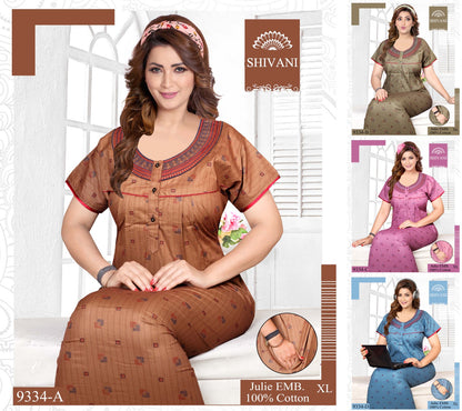 Julie 231224 Shivani Cotton Night Gowns Wholesaler