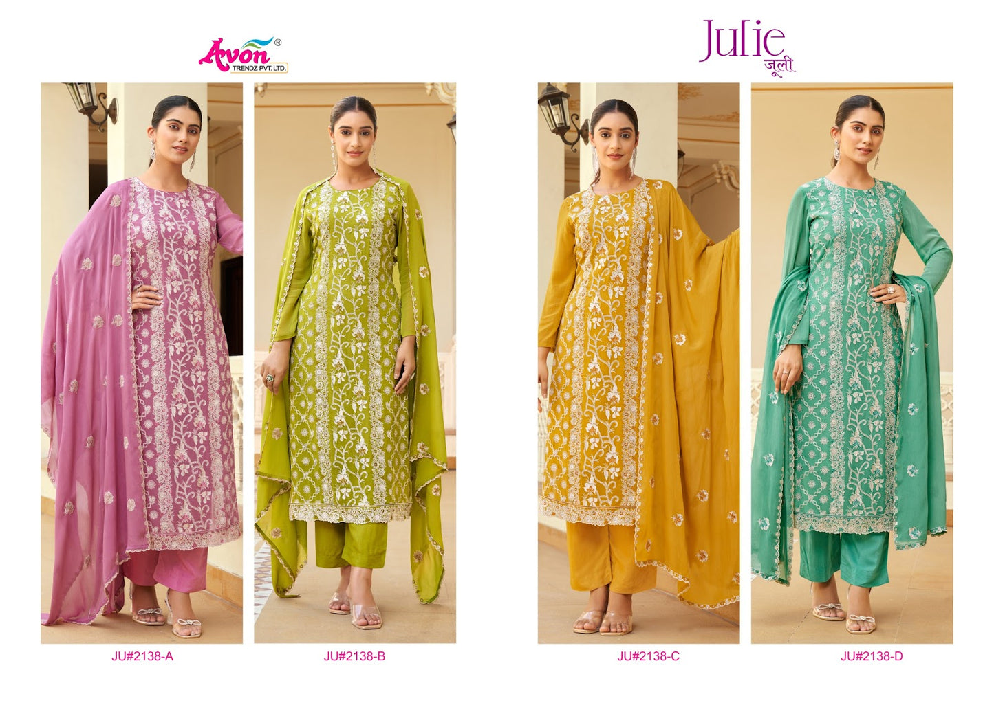 Julie Avon Trendz Viscose Georgette Pant Style Suits Supplier Ahmedabad