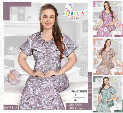 Julie Belly Cotton Night Gowns Wholesale Price