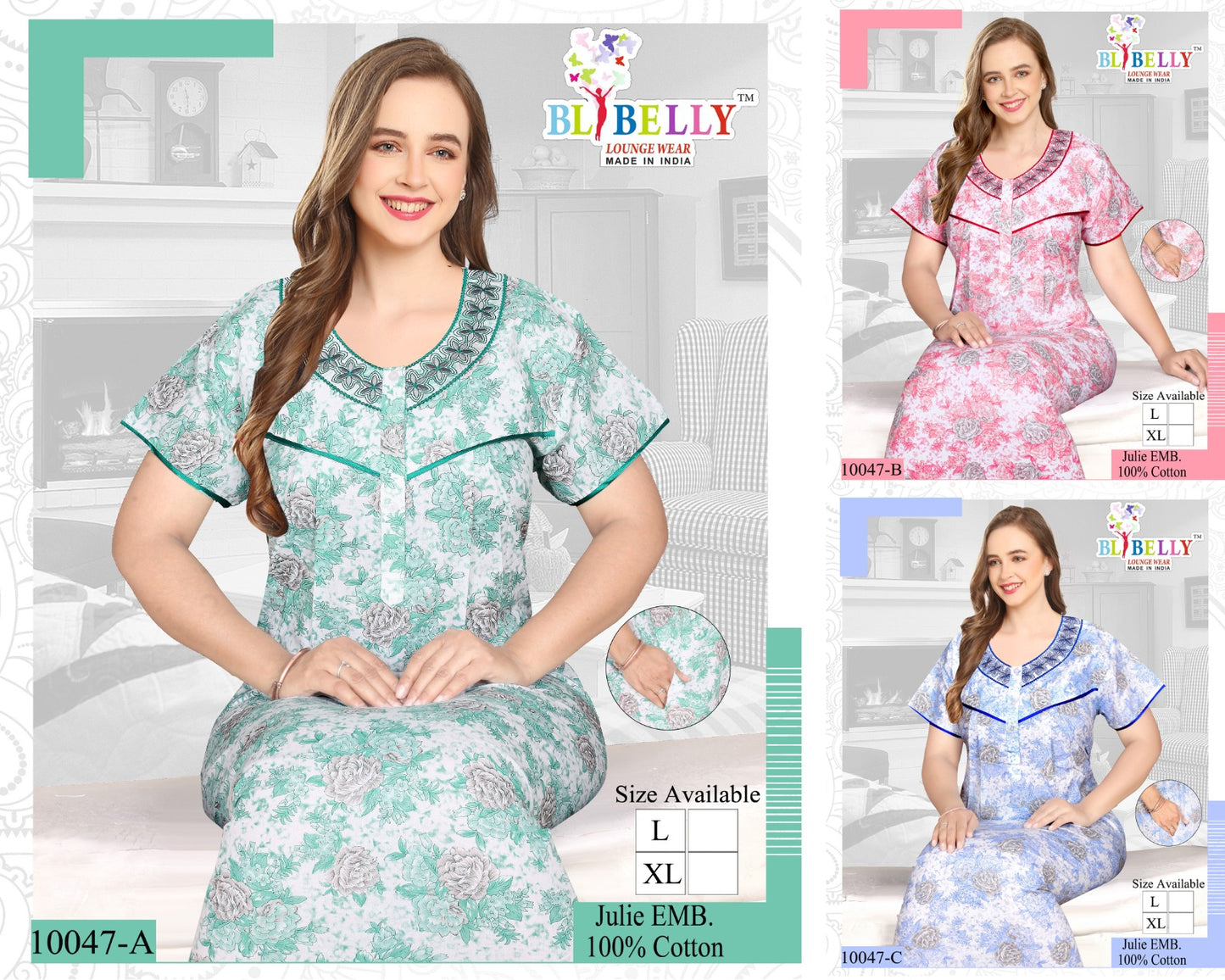 Julie Belly Cotton Night Gowns Wholesale Price