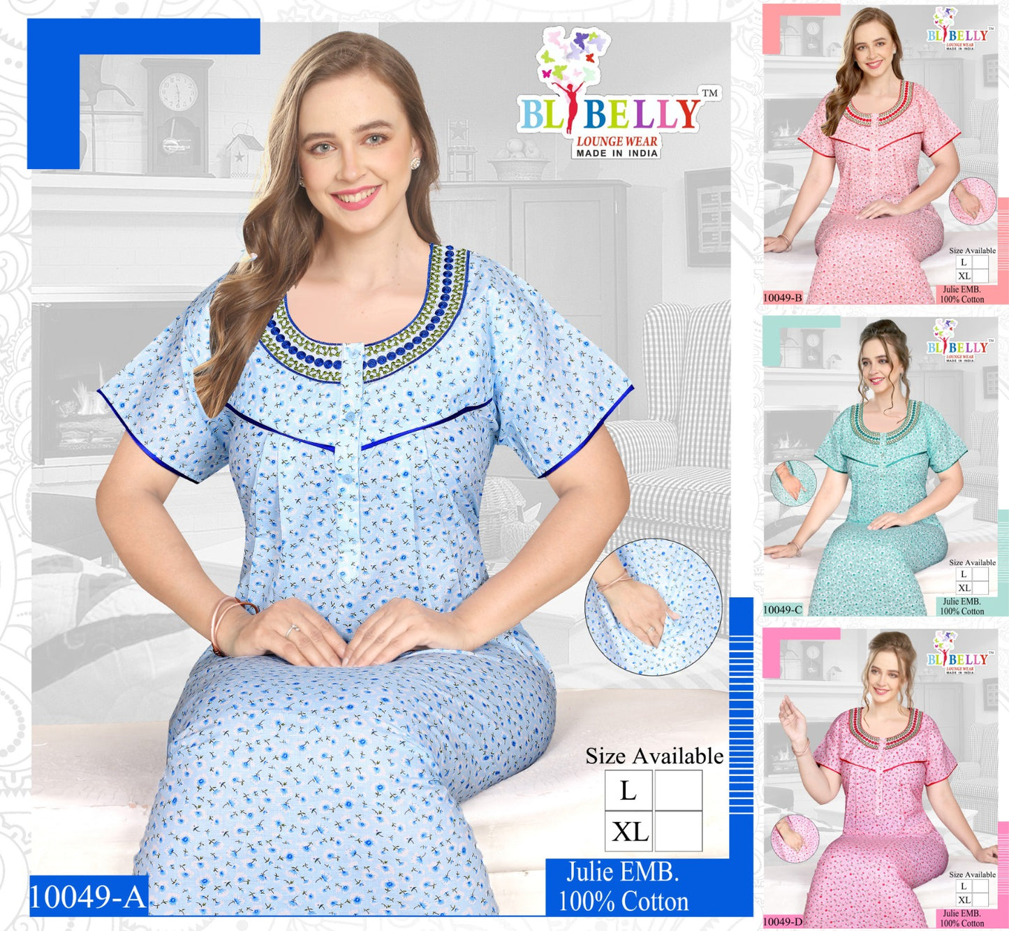 Julie Belly Cotton Night Gowns Wholesale Price