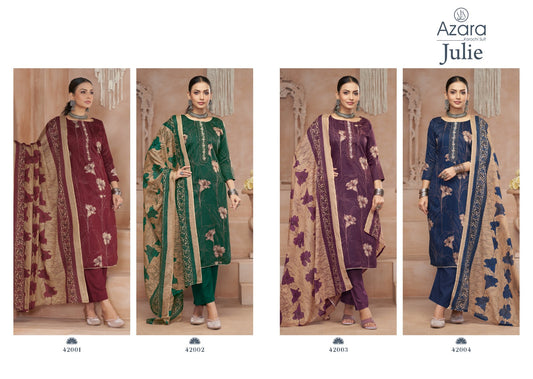 Julie Radhika Fashion Azara Jam Cotton Karachi Salwar Suits Manufacturer Gujarat