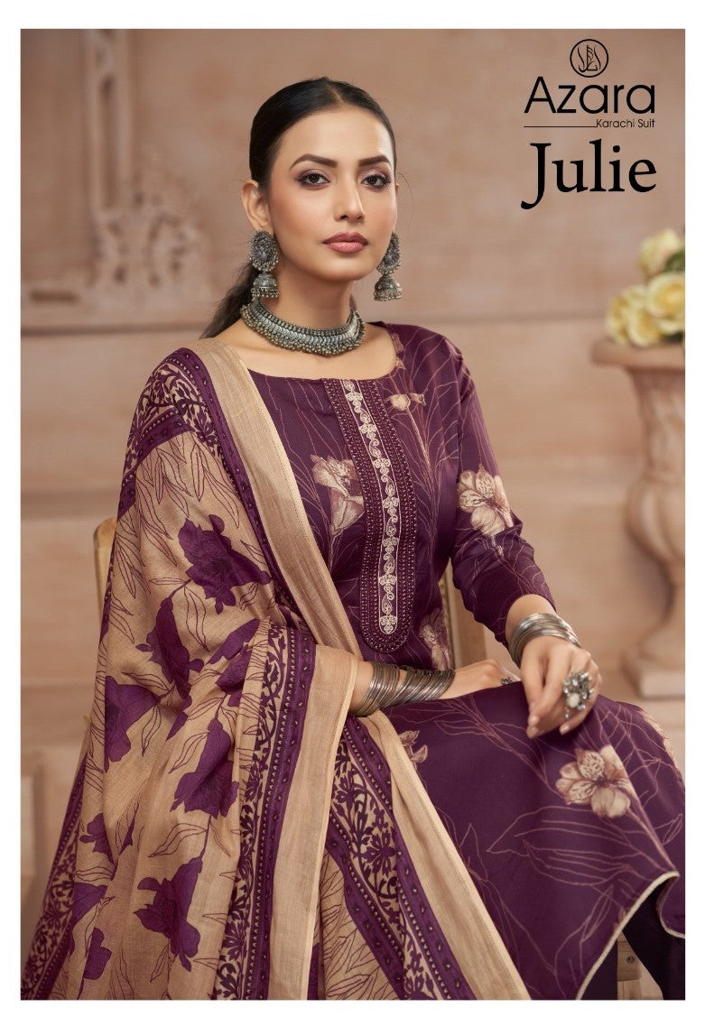 Julie Radhika Fashion Azara Jam Cotton Karachi Salwar Suits Manufacturer Gujarat