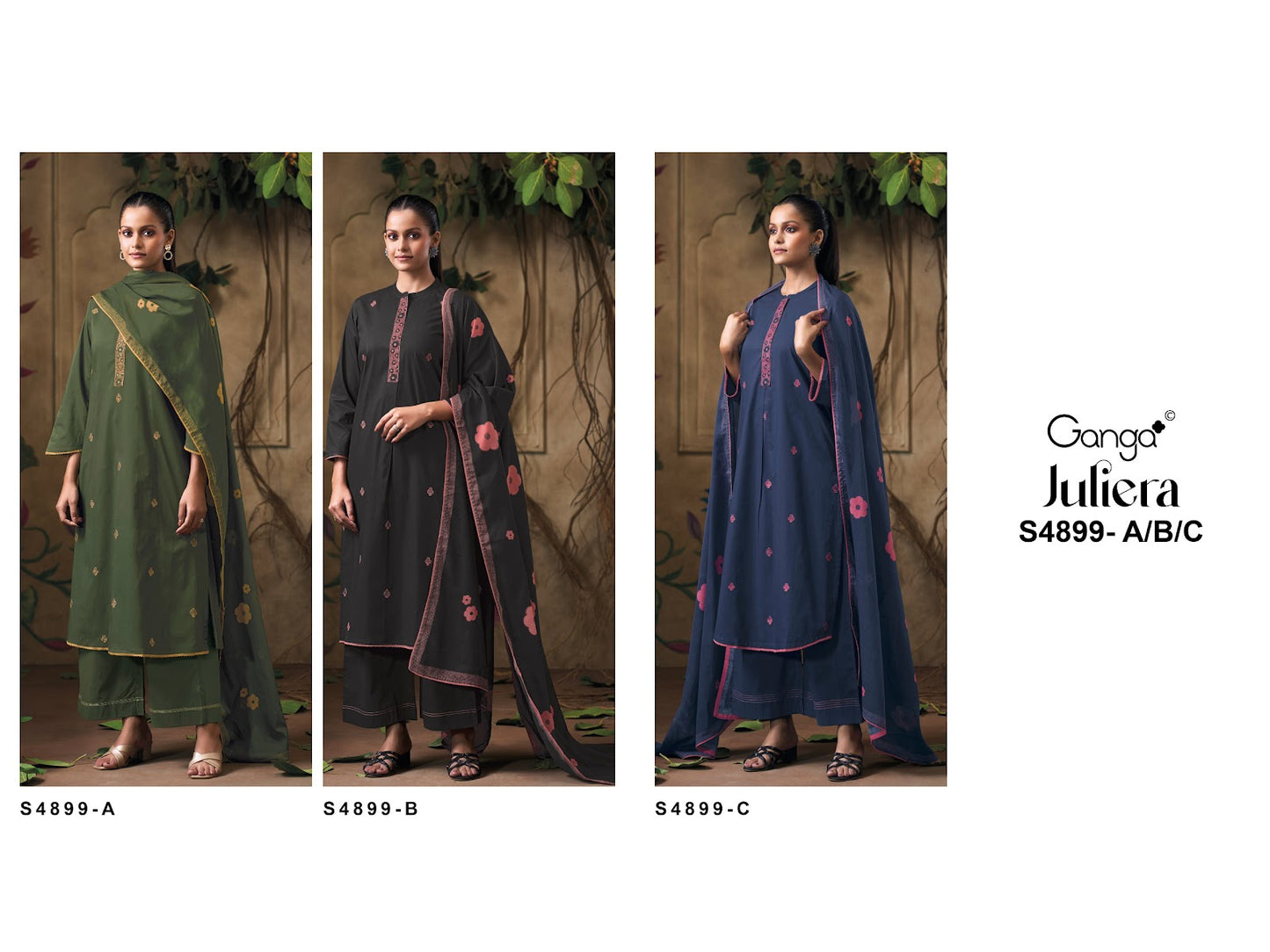Juliera S4899 Ganga Cotton Plazzo Style Suits Supplier Ahmedabad