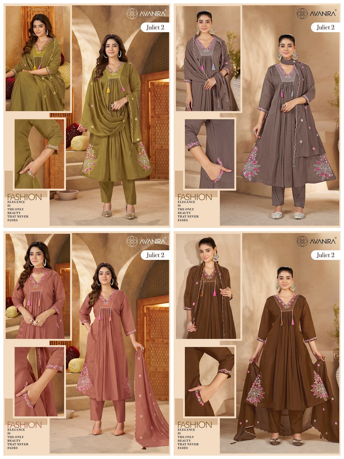 Juliet 2 Avanira Mal Chanderi Readymade Anarkali Suits Manufacturer Gujarat