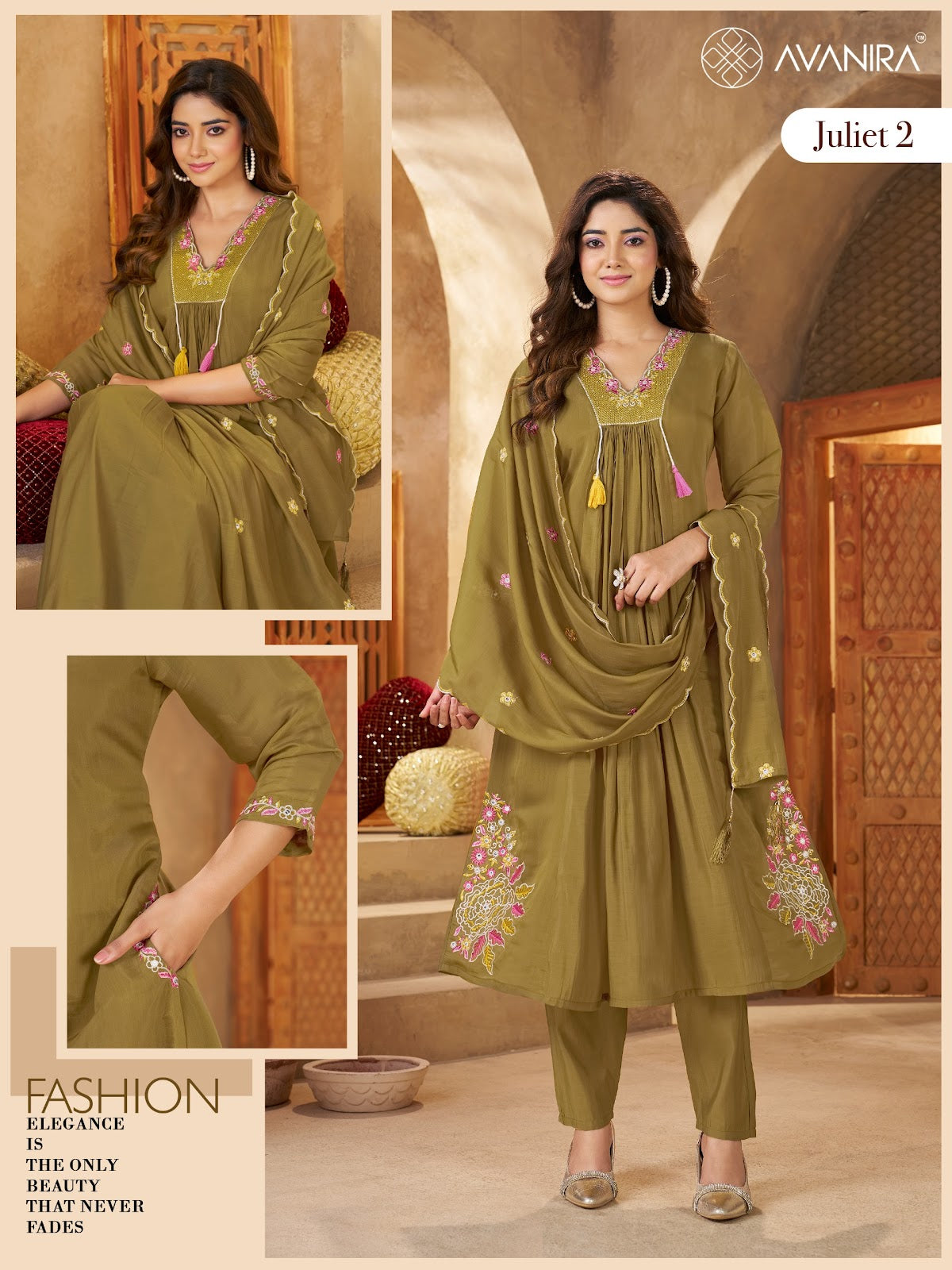 Juliet 2 Avanira Mal Chanderi Readymade Anarkali Suits Manufacturer Gujarat