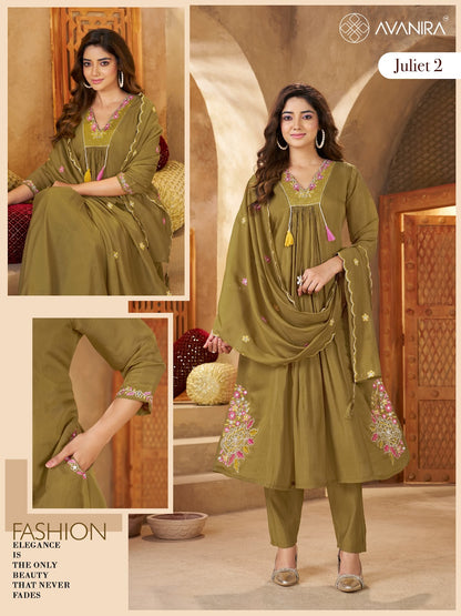 Juliet 2 Avanira Mal Chanderi Readymade Anarkali Suits Manufacturer Gujarat