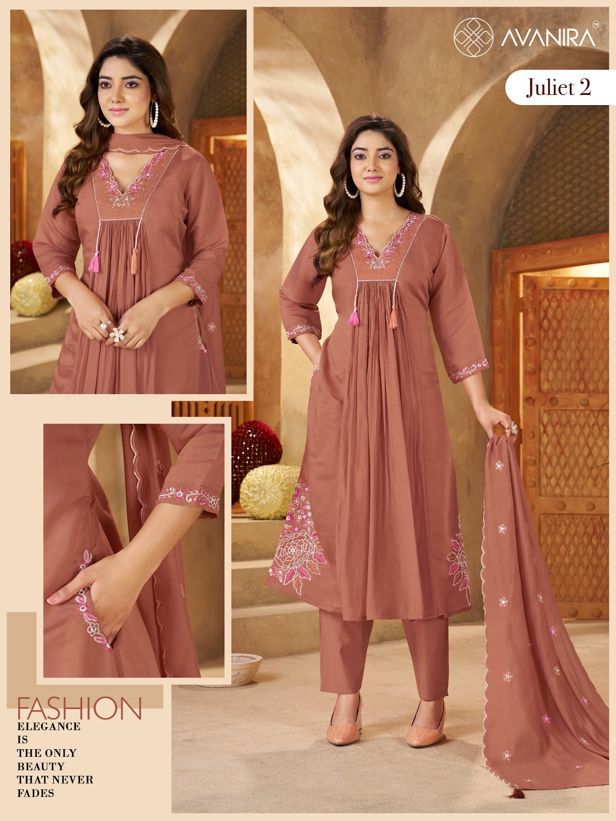 Juliet 2 Avanira Mal Chanderi Readymade Anarkali Suits Manufacturer Gujarat
