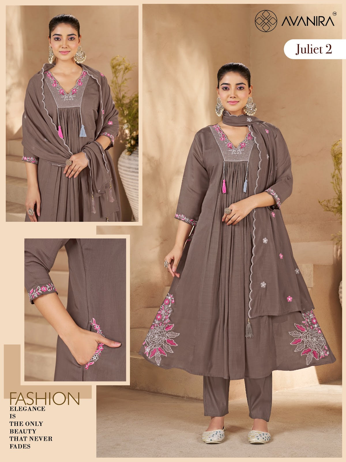 Juliet 2 Avanira Mal Chanderi Readymade Anarkali Suits Manufacturer Gujarat
