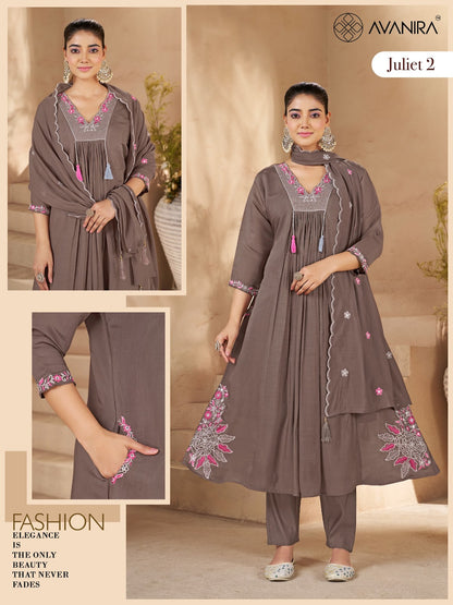 Juliet 2 Avanira Mal Chanderi Readymade Anarkali Suits Manufacturer Gujarat