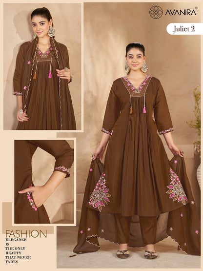 Juliet 2 Avanira Mal Chanderi Readymade Anarkali Suits Manufacturer Gujarat