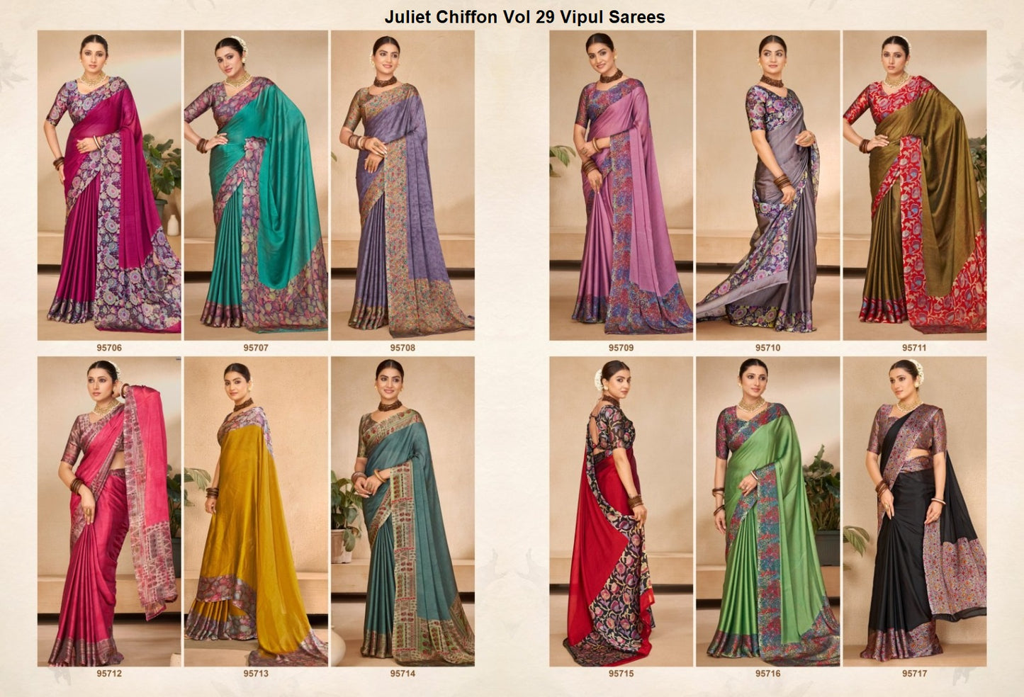 Juliet Chiffon Vol 29 Vipul Rangoli Sarees Wholesaler India