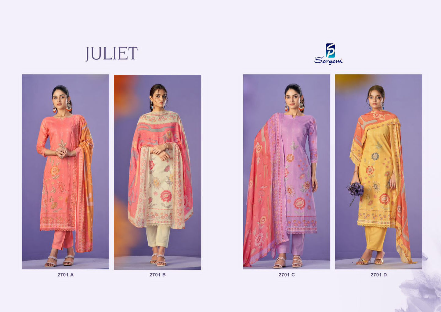 Juliet Sargam Prints Pure Lawn Pant Style Suits Manufacturer Gujarat