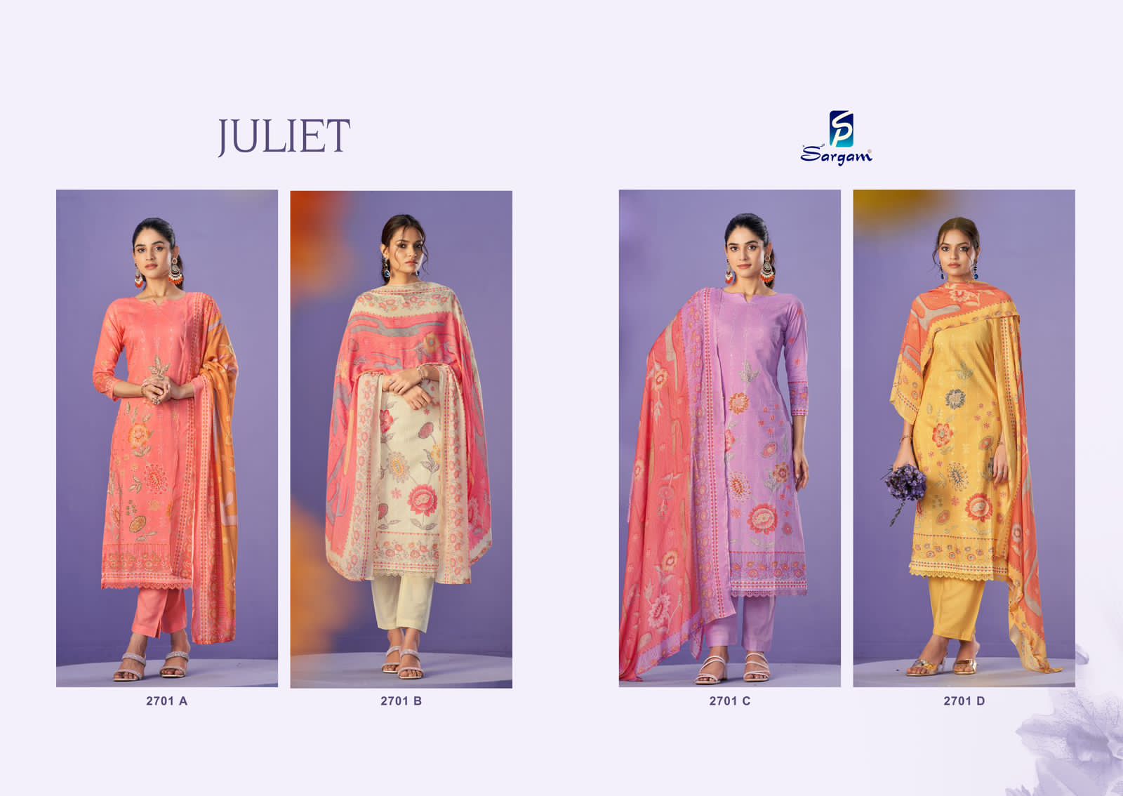 Juliet Sargam Prints Pure Lawn Pant Style Suits Manufacturer Gujarat