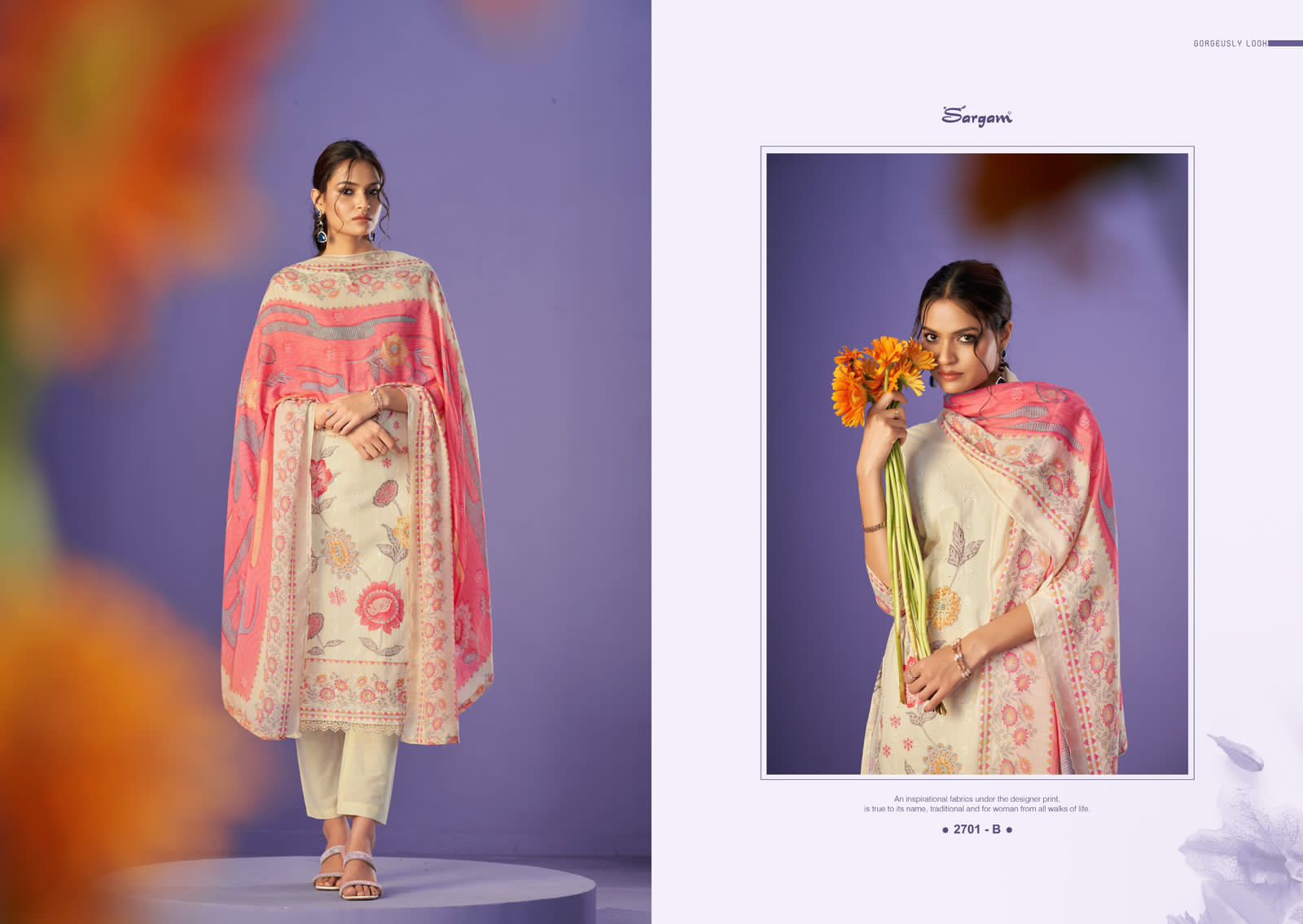 Juliet Sargam Prints Pure Lawn Pant Style Suits Manufacturer Gujarat