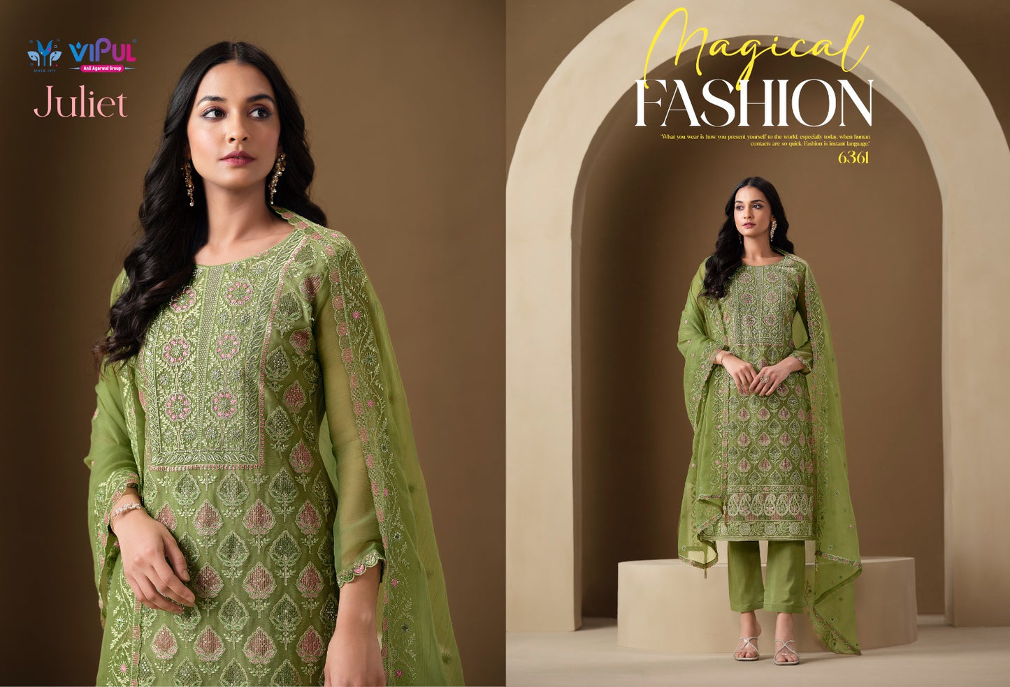 Juliet Vipul Chiffon Pant Style Suits Manufacturer Ahmedabad