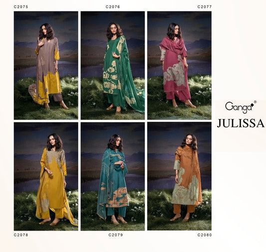 Julissa C2075-2080 Ganga Pure Bemberg Plazzo Style Suits Exporter India