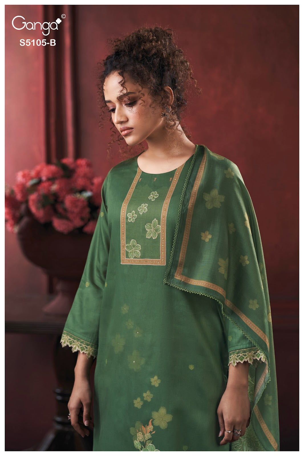Julisse S5015 Ganga Cotton Satin Pant Style Suits Exporter India