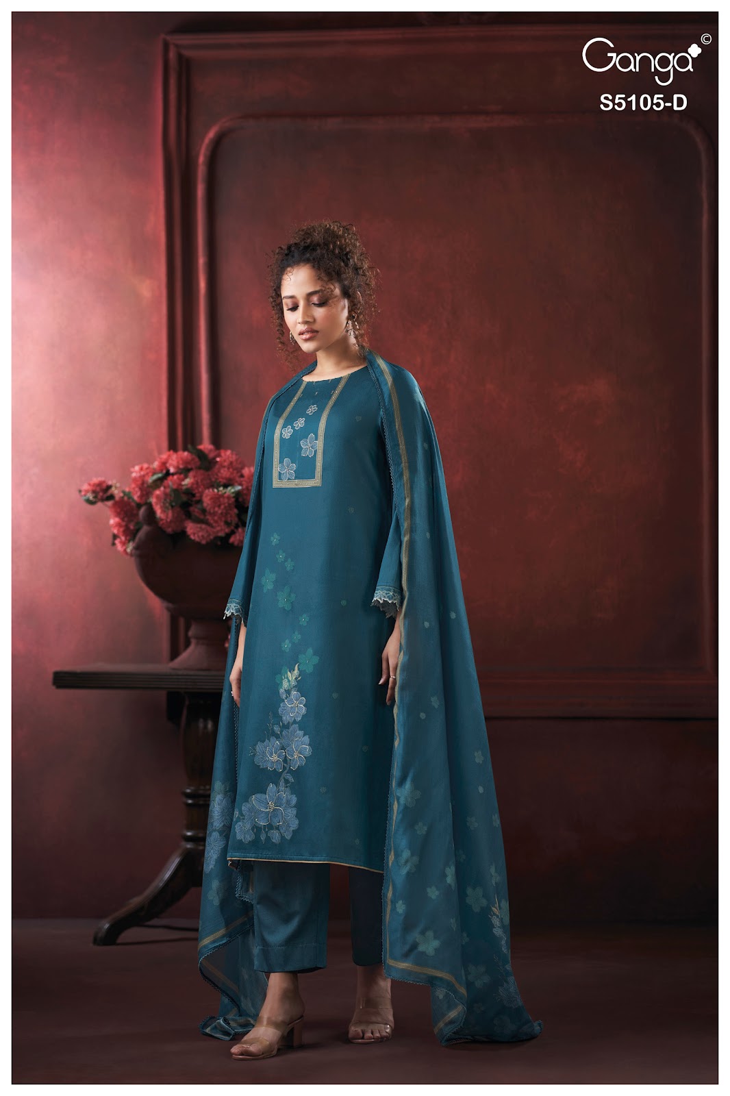 Julisse S5015 Ganga Cotton Satin Pant Style Suits Exporter India