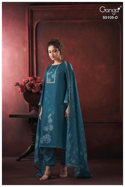 Julisse S5015 Ganga Cotton Satin Pant Style Suits Exporter India