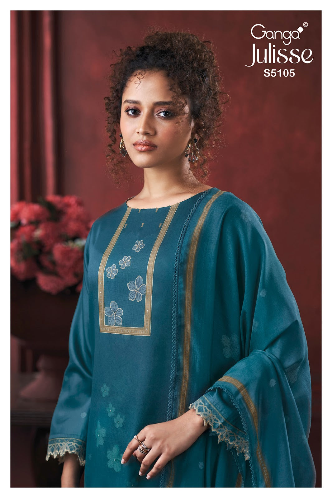 Julisse S5015 Ganga Cotton Satin Pant Style Suits Exporter India